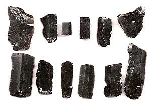 Obsidian blades and flakes